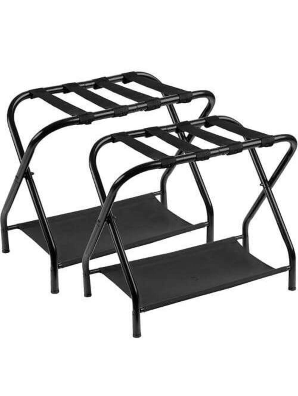 Luggage Rack with Storage Shelf, Pack of 2, Steel Frame
